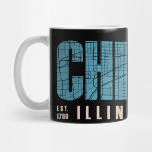 Chicago illinoise city map typography-EST 1780 Mug